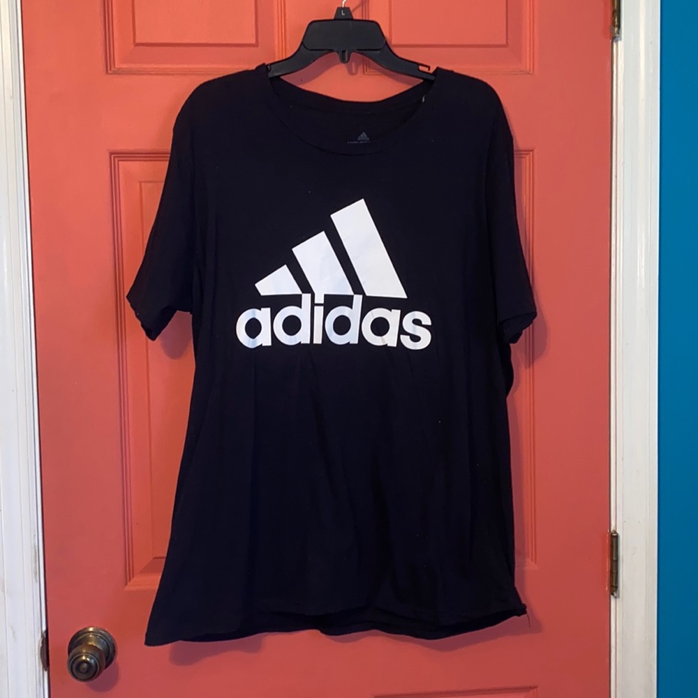 Adidas Black and White Logo Shirt (Boys Large)